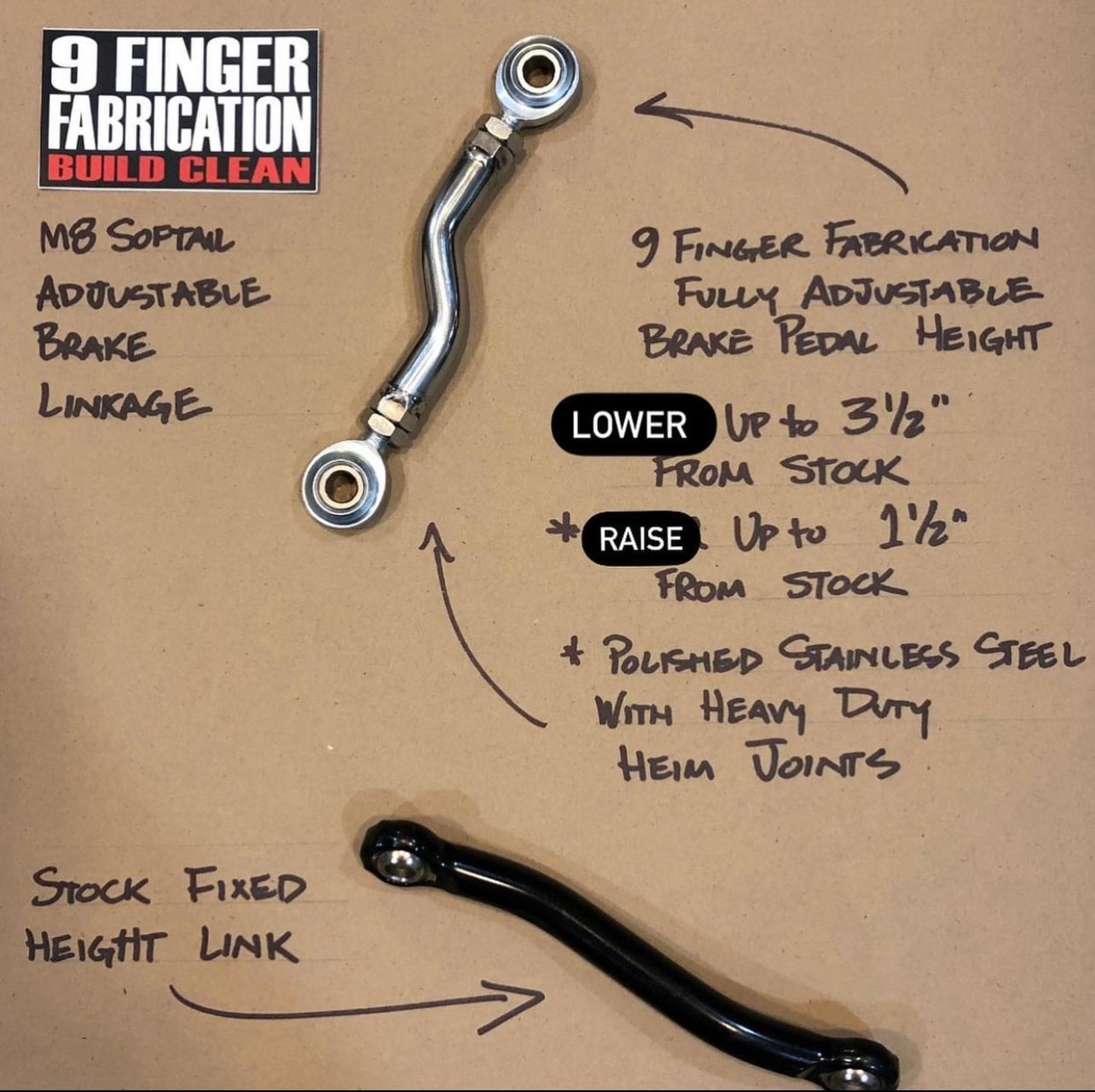 BLACK M8 Softail Adjustable Brake Linkage for Mids | 9